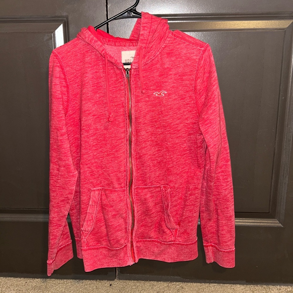Hollister Red Zip-Up Hoodie Sweatshirt